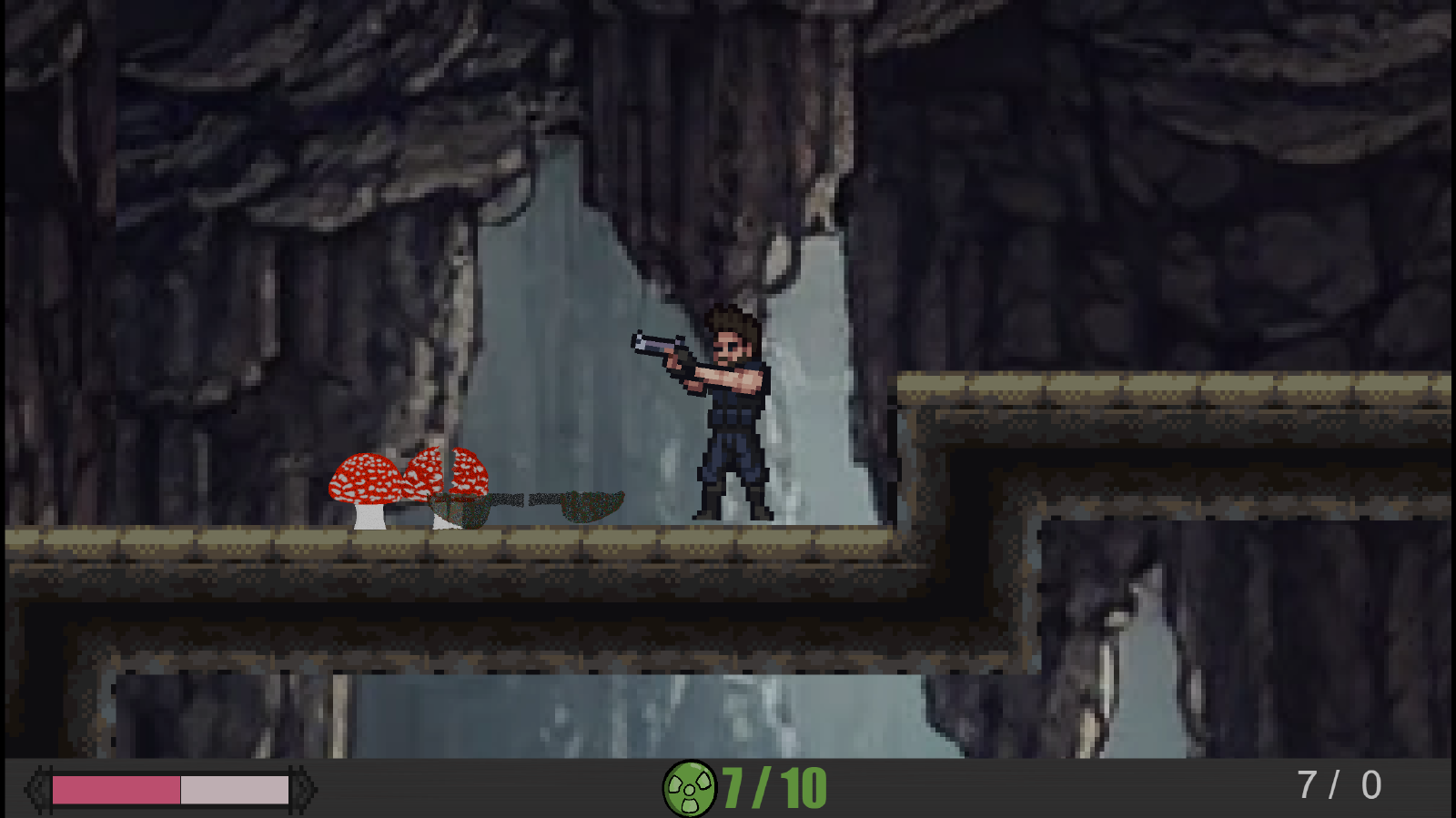 Quinn aiming near a mushroom hazard in Eclipsed
