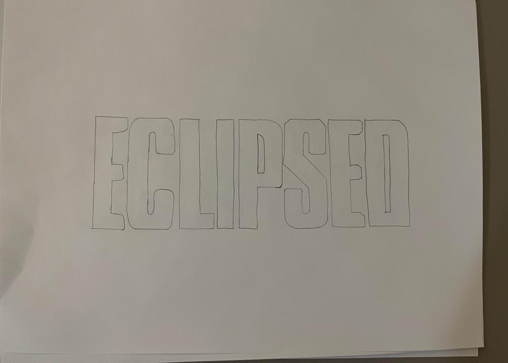 Early pencil outline for the Eclipsed wordmark