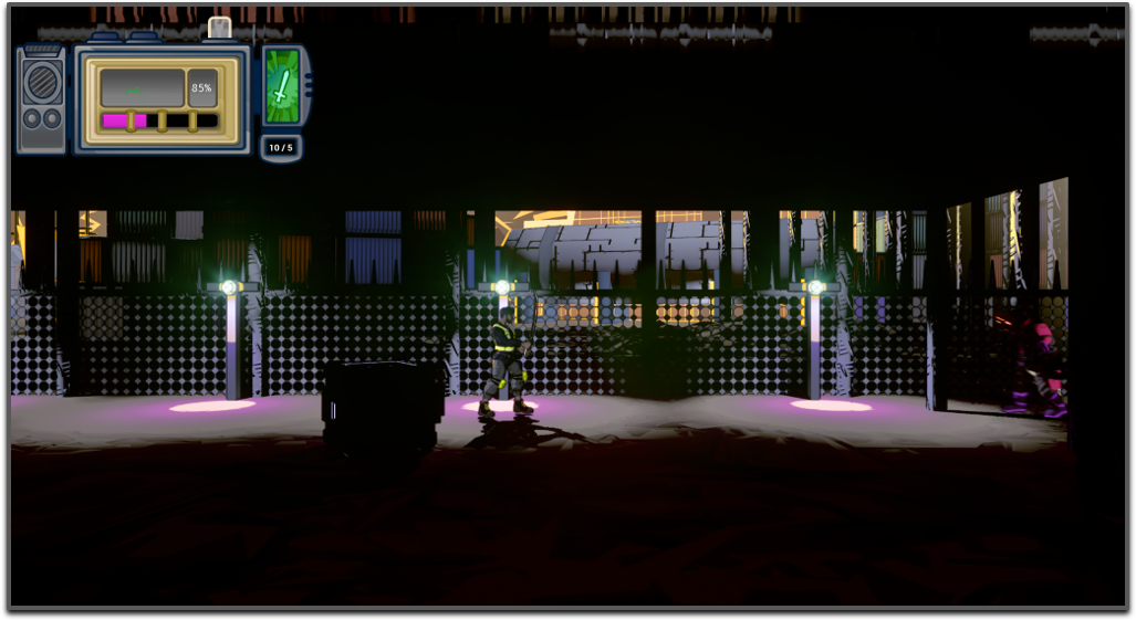 Neon Steel HUD implemented during gameplay