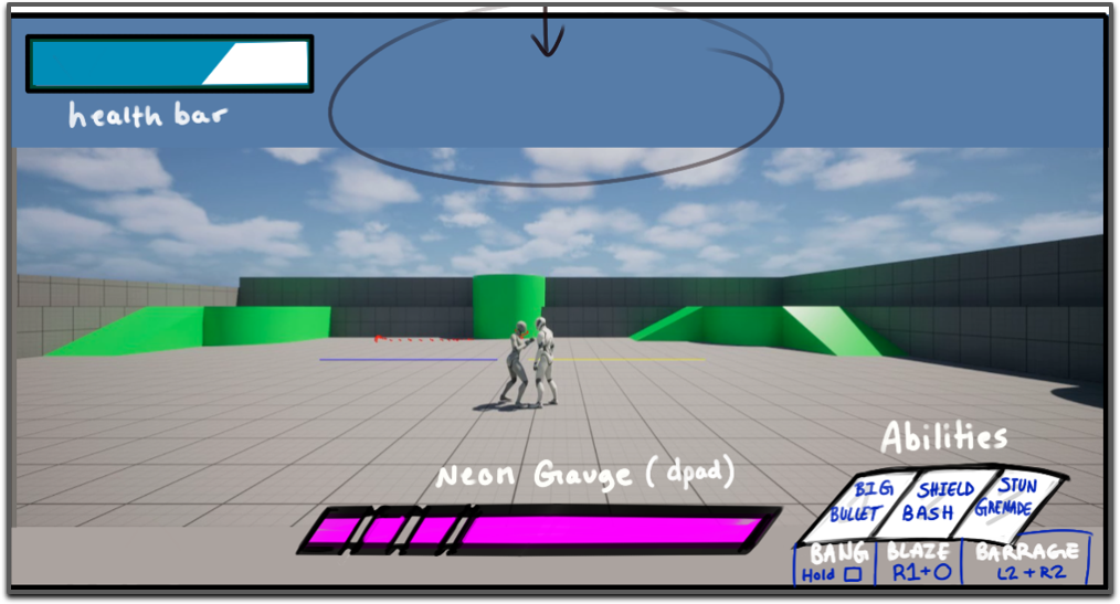 Early Neon Steel HUD concept