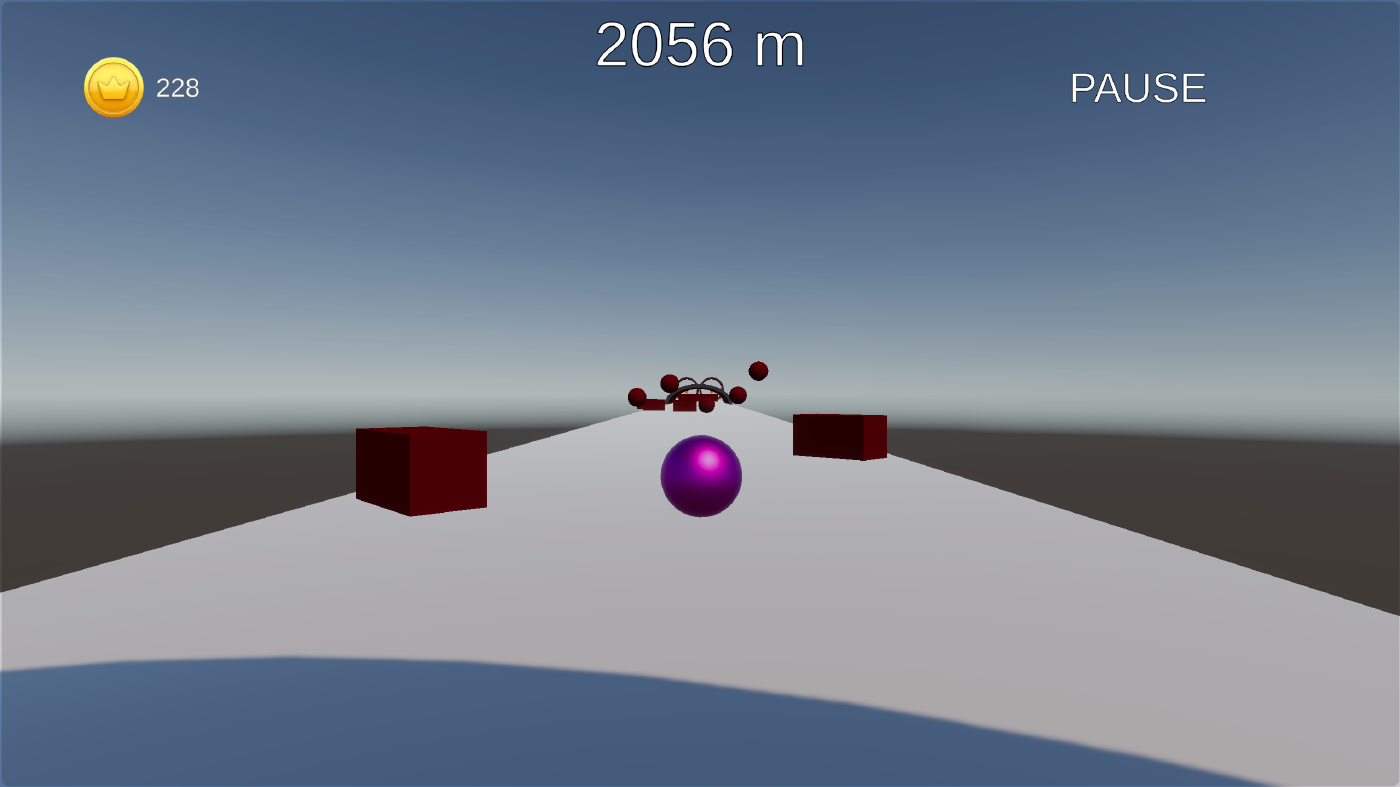 The stone travelling along an obstacle track during a run